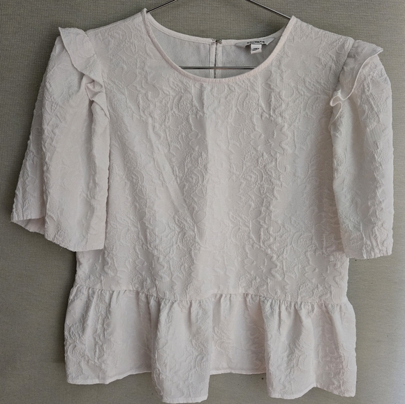 EXPRESS Puff Sleeved BabyDoll Blouse White Size M Used - Picture 1 of 6